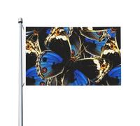 Drapeaux De Jardin Papillons Bleus À Pensées Drapeau Extérieur Résiste Aux Intempéries Bannière Extérieure Pour Patio Ferme Jardinage 90X150 CM