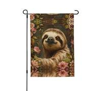 Drapeaux de jardin paresseux mignons 28 x 40 cm double face, drapeaux de jardin pour l'extérieur, drapeaux de jardin de vacances