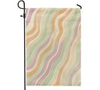 Drapeaux de jardin pastel moderne 30,5 x 45,7 cm double face pour décoration extérieure, joli et minimaliste en toile, drapeau de maison, drapeau contemporain d'extérieur pour petit jardin pelouse