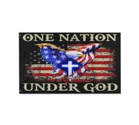 Drapeaux De Jardin Patriote Une Nation Sous Dieu Hommes 4 Juillet Christianisme Américain Bannière Extérieure Résiste Aux Intempéries Pelouse Drapeaux Pour Ferme Patio Célébrations 90X150 Cm