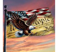 Drapeaux De Jardin Patriotic Eagle We The People Bannière Extérieure Résiste Aux Intempéries Garden Flag Pour Célébrations Patio Balcon Fête 90X150 CM