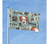 Drapeaux De Jardin Pattern Of Dogs And Bones And Paw Prints Bannière Jardins Durable Bannières Extérieure Résistant Drapeau Fierté Pour Fête Balcon Défilé 90X152CM