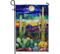 Drapeaux De Jardin Paysage Coloré Du Coucher De Soleil Du Sud-Ouest, Plantes Du Désert Résiste Aux Intempéries Garden Flag Décorations Drapeau Extérieur Pour Célébrations Ferme 30X45Cm