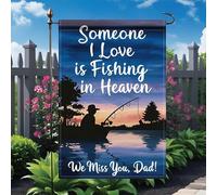 Drapeaux De Jardin Pêche Commémorative Quelqu'Un Que J'Aime Pêche Au Paradis Décoratif Drapeaux Couleurs Vives Lavable Bannière, Pour D'Intérieur, Les Bureaux, Balcon, 30x45cm