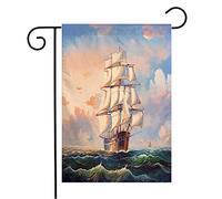 Drapeaux De Jardin Peinture À L'Huile Abstraite Colorée, Style Charmant, Voile Nuageuse, Bateau En Papier, Croquis De Transport Couleurs Vives Bannière, Pour Les Défilés, Balcon, 30x45cm