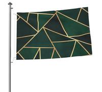 Drapeaux de jardin personnalisés 90 x 60 cm à motifs verts et or, avec œillets
