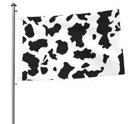 Drapeaux de jardin personnalisés à motif vache noir et blanc 90 x 60 cm avec œillets, mâts de drapeau sur mesure