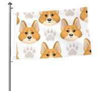 Drapeaux de jardin personnalisés avec œillets, imprimés de pattes et de visages de chiens mignons (90 x 60 cm).