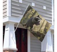 Drapeaux de jardin personnalisés en forme de raton laveur de 1,5 x 2,4 m pour extérieur avec œillets métalliques - Protection UV et résistant à la décoloration - Bannière d'extérieur pour patio
