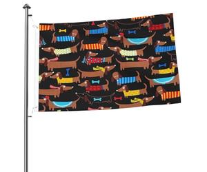 Drapeaux de jardin personnalisés « J’aime mes teckels » (90 x 60 cm) avec œillets, imprimé teckels.