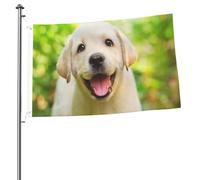 Drapeaux de jardin personnalisés représentant un chiot Labrador Retriever (90 x 60 cm), avec œillets.