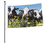 Drapeaux de jardin personnalisés « Vaches noires et blanches » 90 x 60 cm avec œillets