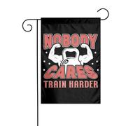 Drapeaux De Jardin Personne Ne S'En Soucie. Entraîne-Toi Plus Dur. Bannières Extérieure Durable Drapeaus Décoratif Résistant Bannière Jardins Pour Festivals Défilé Fête 30X45CM