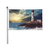 Drapeaux De Jardin Phare En Bord De Mer Bannière Extérieure Pelouse Drapeaux Toutes Les Saisons Pour Balcon Fête Patio 90X150 Cm