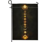 Drapeaux De Jardin Phase De La Lune Céleste, Décoration Lunaire Dorée Premium Drapeau Extérieur Résiste Aux Intempéries Garden Flag Pour Célébrations Jardinage 30X45Cm