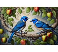 Drapeaux De Jardin Pickako Blue Birds In The Spring Apples Tree Seasonal Treer Drapeau Décorations Garden Flag Pour Patio Jardinage Célébrations 90X150 CM