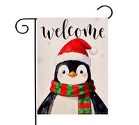 Drapeaux De Jardin Pingouin D'Hiver, Noël Bannière Jardins Durable Drapeaus Décoratif Résistant Drapeau Fierté Pour Fête Balcon Défilé 30X45CM