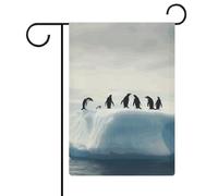 Drapeaux de jardin pingouins sur l'iceberg 30,5 x 45,7 cm double face pour l'extérieur, drapeau de cour d'été, drapeau floral de bienvenue, drapeaux de jardin, décorations de vacances