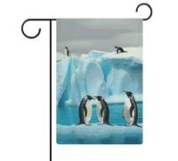 Drapeaux de jardin pingouins sur l'iceberg 30,5 x 45,7 cm double face pour l'extérieur, drapeau de cour d'été, drapeau floral de bienvenue, drapeaux de jardin, décorations saisonnières de cour de