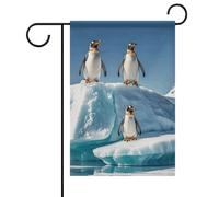 Drapeaux de jardin Pingouins sur l'iceberg Printemps été 30,5 x 45,7 cm double face pour extérieur, drapeaux saisonniers et bannières pour patio, cour, terrasse, porche, jardin, terrasse, balcon