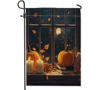 Drapeaux de jardin pittoresques de 30,5 x 45,7 cm pour l'extérieur, livre de citrouille d'automne amusant en lin standard pour maison, Thanksgiving, jardin, pelouse, décoration extérieure
