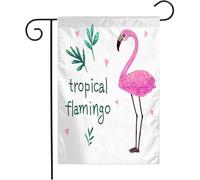 Drapeaux De Jardin Plage Colorée, Mignon, Drôle, Flamant Rose, Feuilles Tropicales, Animaux, Faune, Afrique, Bec, Beau Imprimé Décoratif Drapeaux, Pour Balcon, D'Intérieur, 30x45cm