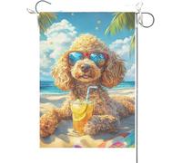 Drapeaux De Jardin Plage D'Été Des Caniches Bannières Extérieure Imperméabiliser Bannière Jardins Couleurs Vives Drapeaus Décoratif Pour Défilé Festivals Balcon 30X45CM