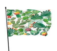 Drapeaux De Jardin Plante Verte Cactus Du Désert Fleur Rouge Bannière Jardins Résistant Bannières Extérieure Durable Drapeaus Décoratif Pour Fête Festivals Balcon 90X152CM