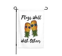 Drapeaux De Jardin Plays Well With Others, Upside Pineapple Toutes Les Saisons Treer Drapeau Premium Garden Flag Pour Célébrations Ferme M