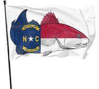 Drapeaux De Jardin Poisson Rouge De Caroline Du Nord Bannière Jardins Durable Drapeaus Décoratif Résistant Drapeau Fierté Pour Fête Balcon Défilé 90X152CM