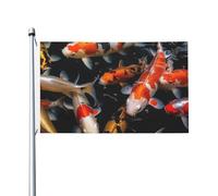 Drapeaux De Jardin Poissons Koi D'Ornement Du Japon Durable Bannière Décorative Uv Fade Résistant Drapeau Décoratif Pour Intérieur Fête Patio 3X5 Ft