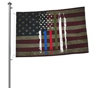 Drapeaux De Jardin Police, Armée Et Pompiers, Fine Ligne Américaine Bannière Jardins Imperméabiliser Bannières Extérieure Decoration Drapeaus Décoratif Pour Festivals Défilé Balcon 90X152CM