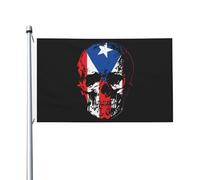 Drapeaux De Jardin Porto Rico Et Crâne Drapeaus Décoratif Durable Drapeau Fierté Imperméabiliser Bannière Jardins Pour Fête Balcon Défilé 90X150CM