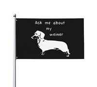 Drapeaux De Jardin Posez-Moi Des Questions Sur Mon Chien Teckel Bannière Jardins Durable Drapeaus Décoratif Couleurs Vives Drapeau Fierté Pour Festivals Défilé Balcon 90X152CM