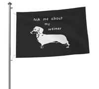 Drapeaux De Jardin Posez-Moi Des Questions Sur Mon Chien Teckel Drapeau Fierté Couleurs Vives Drapeaus Décoratif Résistant Bannière Jardins Pour Balcon Fête Défilé 90X152CM