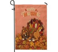 Drapeaux de jardin pour chien boxer de l'automne, Thanksgiving, 30,5 x 45,7 cm, double face pour l'extérieur, le plaisir de l'automne, la Turquie, les drapeaux verticaux standard en toile pour maison