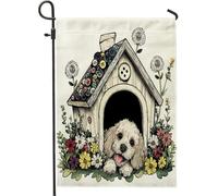 Drapeaux de jardin pour chien cavachon printanier 30,5 x 45,7 cm double face pour décoration extérieure, chenil à fleurs amusantes, niche pour chiot, niche en toile, drapeau de maison, animal de