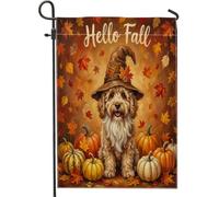 Drapeaux de jardin pour chien cockapoo d'automne 30,5 x 45,7 cm double face pour extérieur, citrouille d'automne feuille d'érable vertical, drapeaux de maison, drapeaux de maison cool avant cour