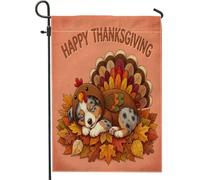 Drapeaux de jardin pour chien de berger australien - 30,5 x 45,7 cm - Double face pour l'extérieur, l'automne, la Turquie - Drapeaux verticaux standard en toile pour maison, vacances, devant cour