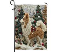 Drapeaux de jardin pour chien de berger des Shetland de Noël 30,5 x 45,7 cm double face pour l'extérieur, motif d'arbre de Noël, drapeaux de maison en toile standard, drapeaux pour maison, cour, cour