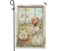 Drapeaux de jardin pour chien Lakeland Terrier de printemps de Pâques 30,5 x 45,7 cm double face pour extérieur, chiot de campagne Victoria Country Chiot vertical standard en toile pour maison, ferme