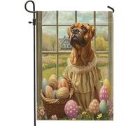 Drapeaux de jardin pour chien mastiff de printemps de Pâques 30,5 x 45,7 cm double face pour extérieur, chiot Victoria Country Chiot vertical standard en toile pour maison, ferme, cour, cour, pelouse