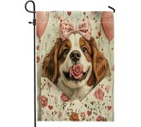 Drapeaux de jardin pour chien Saint-Bernard de Saint Valentin 30,5 x 45,7 cm double face pour extérieur, lettres d'amour pour chiot en toile verticale standard, drapeaux de maison, amant, cour, cour