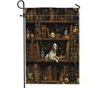 Drapeaux de jardin pour Halloween - 30,5 x 45,7 cm - Double face pour l'extérieur, livres magiques effrayants sorciers - Motif chiot - Toile standard - Drapeaux de maison pour animaux de compagnie