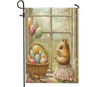 Drapeaux de jardin pour hamster de printemps de Pâques 30,5 x 45,7 cm double face pour extérieur, animaux de campagne victoriens, drapeaux verticaux standard en toile pour maison, ferme, jardin