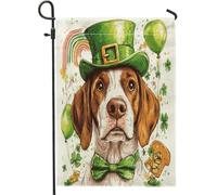 Drapeaux de jardin pour la Saint-Patrick, motif chien Bretagne, 30,5 x 45,7 cm, double face pour décoration extérieure, joli chiot en toile, trèfle pour animal de compagnie, petit drapeau de pelouse