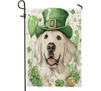 Drapeaux de jardin pour la Saint-Patrick - Motif chien des Pyrénées - 30,5 x 45,7 cm - Double face pour décoration extérieure - Motif chiot mignon - Pour maison ou jardin