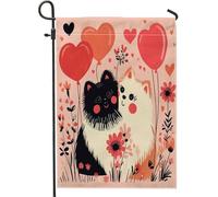 Drapeaux de jardin pour la Saint-Valentin - 30,5 x 45,7 cm - Double face pour l'extérieur - Motif chiot amusant - En toile standard - Pour maison, amant, cour, jardin, pelouse