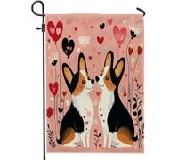 Drapeaux de jardin pour la Saint-Valentin - 30,5 x 45,7 cm - Double face pour l'extérieur - Motif chiot amusant - En toile standard - Pour amant, cour, cour, pelouse