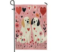 Drapeaux de jardin pour la Saint-Valentin - Motif chien des Pyrénées - 30,5 x 45,7 cm - Double face pour l'extérieur - Motif chiot amusant - En toile standard - Pour maison, amant, cour, jardin